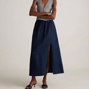 Quince 100% European Linen Maxi Skirt NWT in Deep Navy